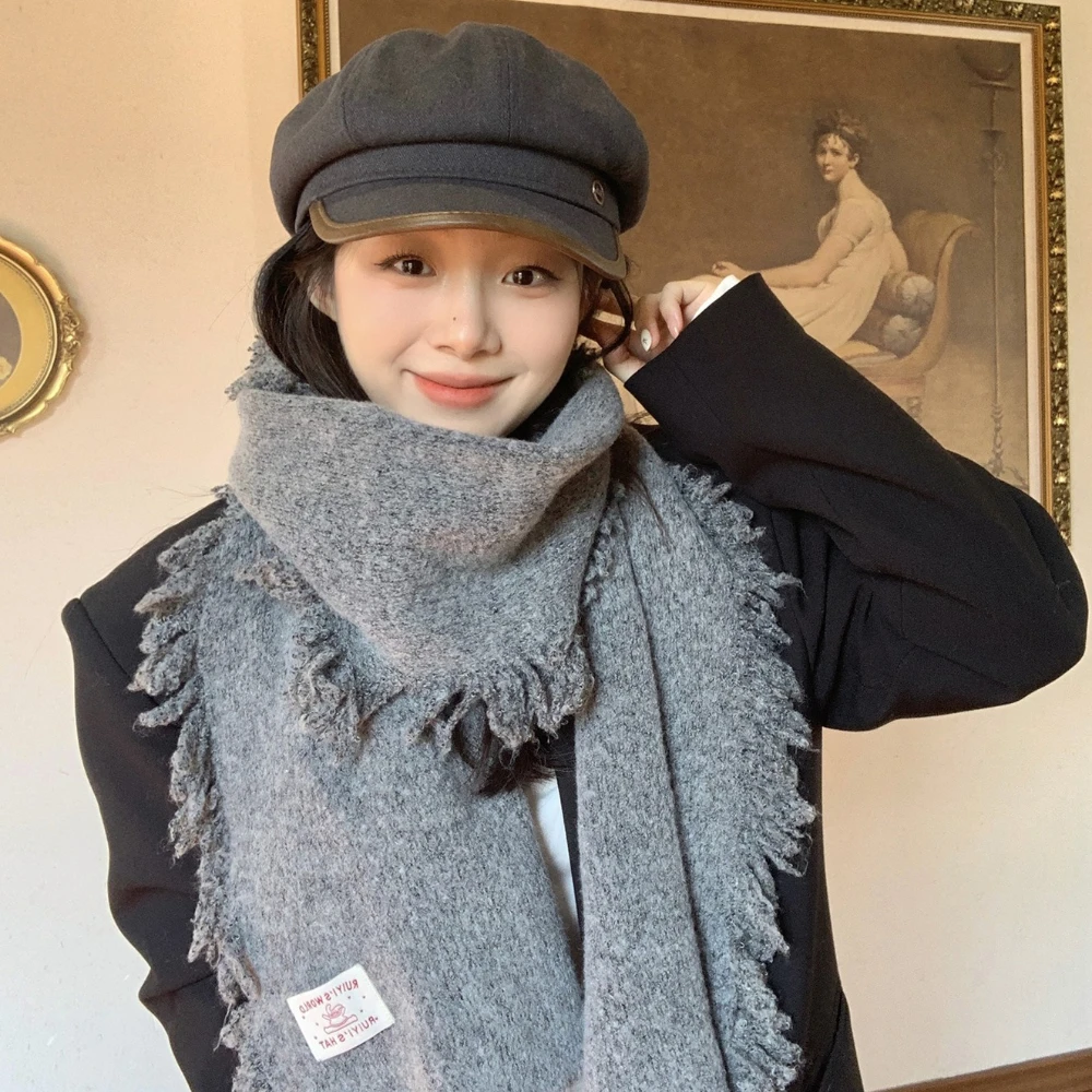 

Красивые шарфы для женщин, длинные пушистые теплые вязаные шарфы с кисточками 170 см * 30 см, осень-зима, новый продукт