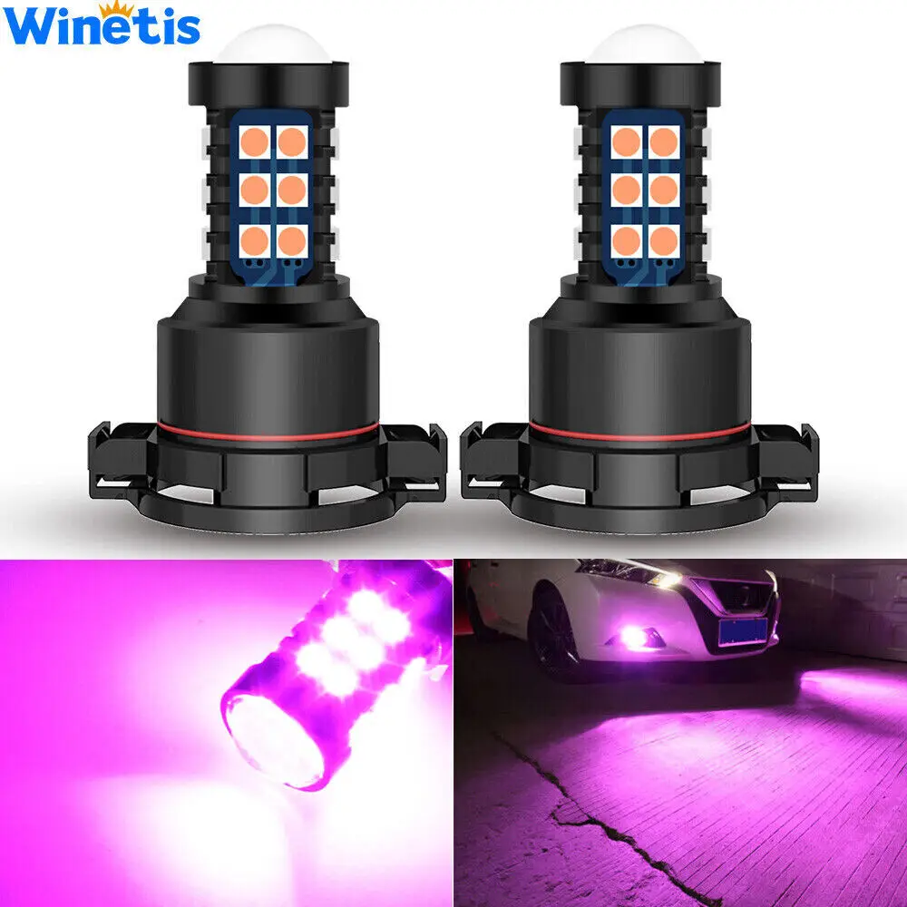 Winetis 2X 5202 H16 9009 Pink Purple LED Bulbs 3030 SMD Fog Driving Light Super Bright Daytime Running Lights