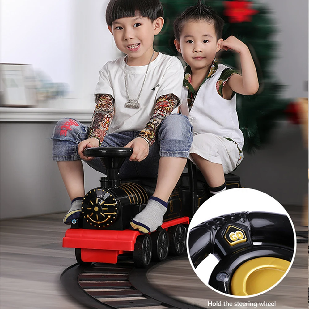 Kids Riding Toy Ailway Classical Electric Train Model Can Carry A Small Train Rail Car Children's Baby Walker Stroller Toys Boys