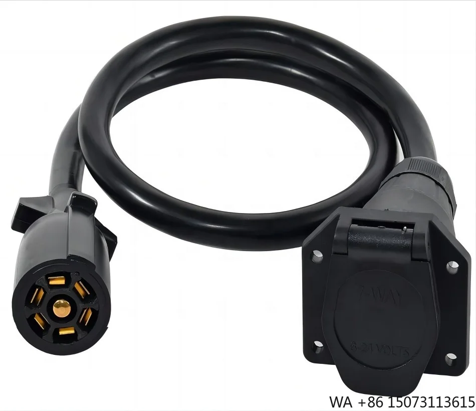 7 Way Trailer Plug Extension Cord Heavy Duty 7 Pin Wiring Harness Cable 10-14 AWG Double-Prong Copper Terminals Wires