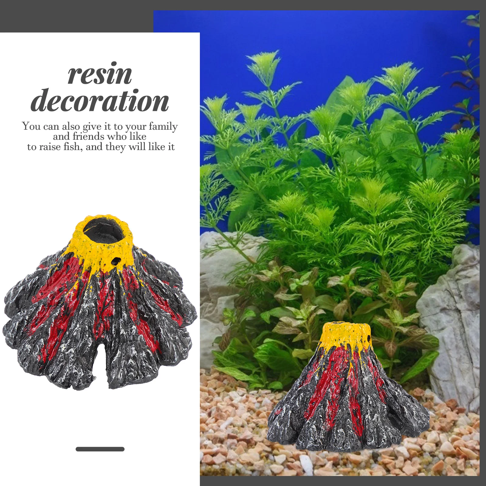 Underwater Craft Fish Tank Resin Rockery Decor Landscape Volcano Ornament Decoration