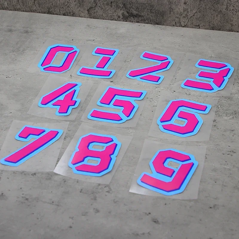 오토바이 자동차 스타일링 장식용 네온 레이싱 번호 스티커 세트 1개, 멀티 컬러 디자인 데칼 액세서리