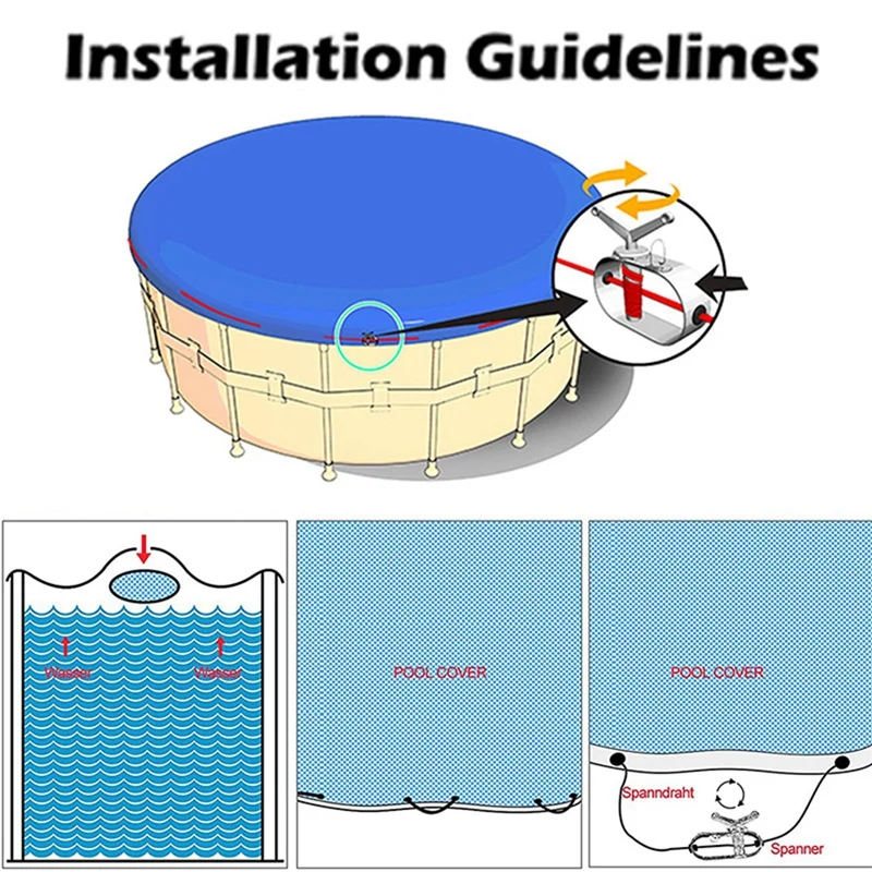 Solar Pool Cover For Above Ground Swimming Pools, 12 Feet Round Pool Warmers, Hot Tub Cover For Indoor Easy Install