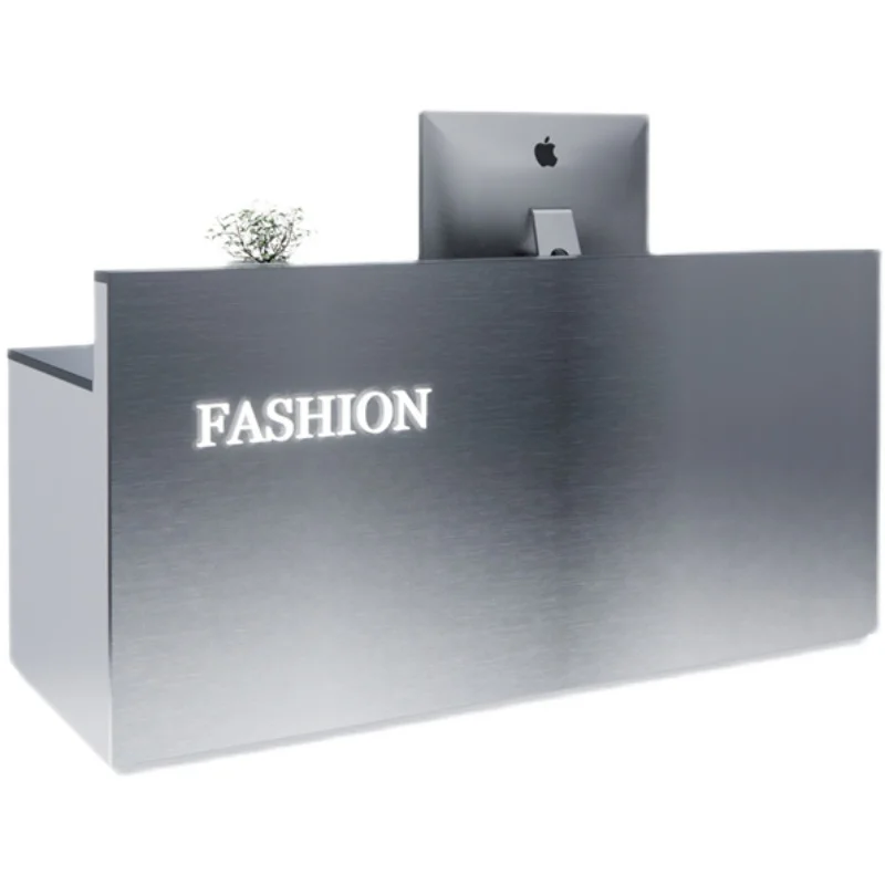 

Simple modern stainless steel barber shop Small clothing store Reception desk Milk tea