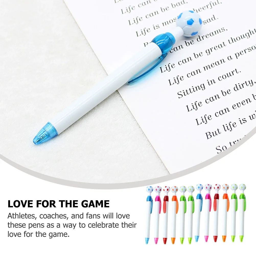

12pcs Soccer Ballpoint Retractable Plastic Pens For Students Office School Supplies Replacement Refill Novelty