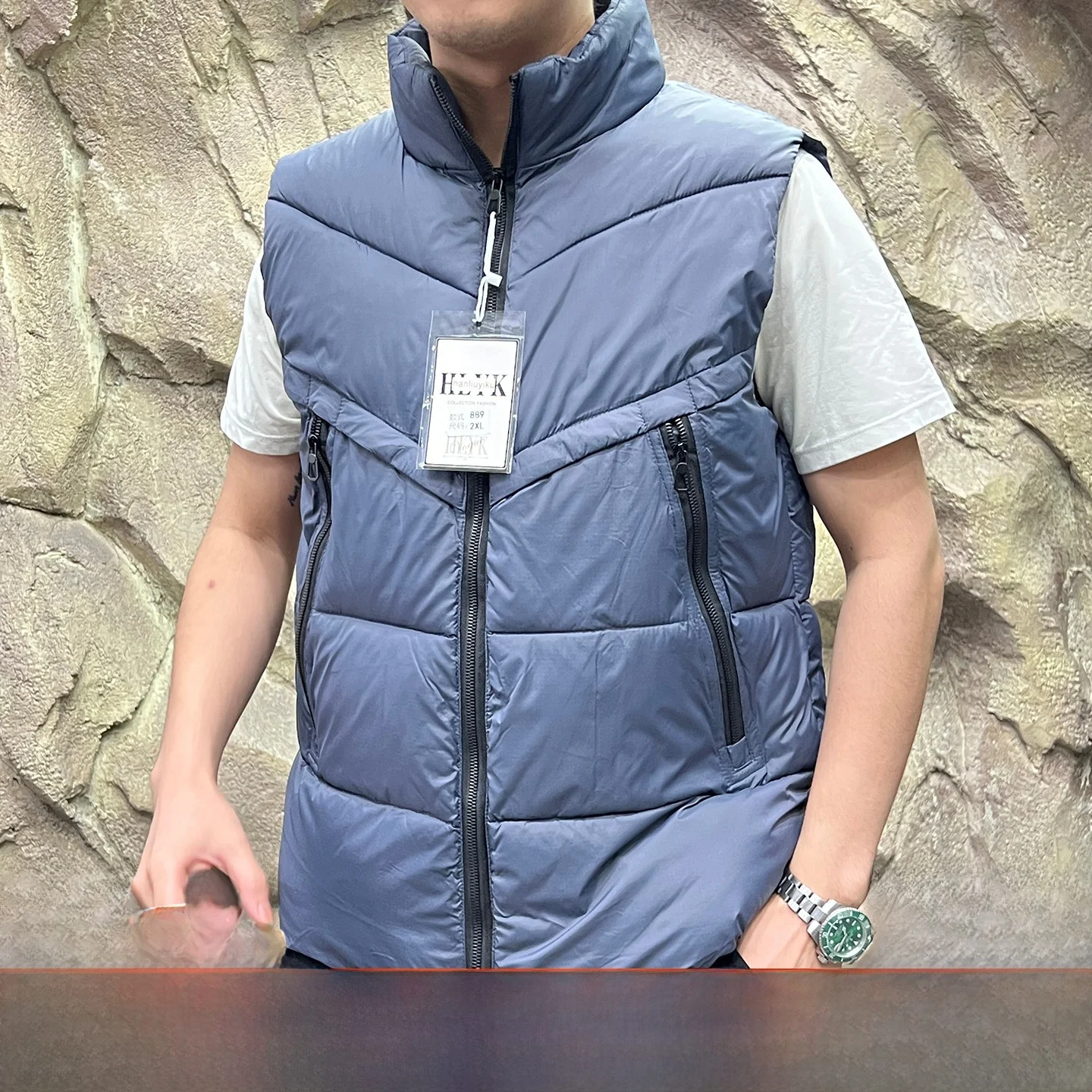 

Мужской хлопковый жилет на осень-зиму, однотонный, с воротником-стойкой, с рисунком птицы, на молнии, с застежкой-стойкой, повседневная одежда