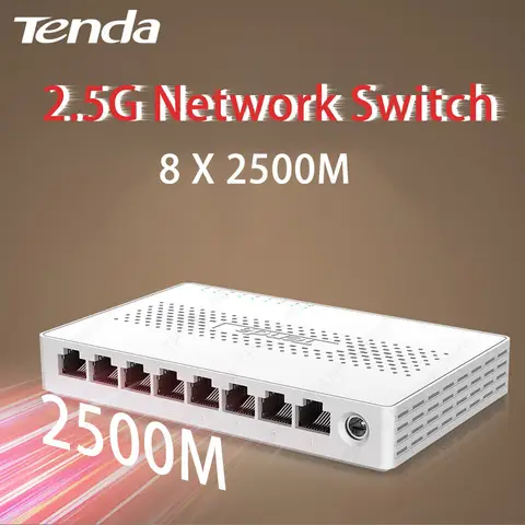 Tenda 플러그 앤 플레이 네트워크 스위치, 데스크탑 벽걸이 Gibabit Enternet LAN 허브, 2.5 GBASE-T, 8 포트, 2.5G RJ45, 2.5GbE