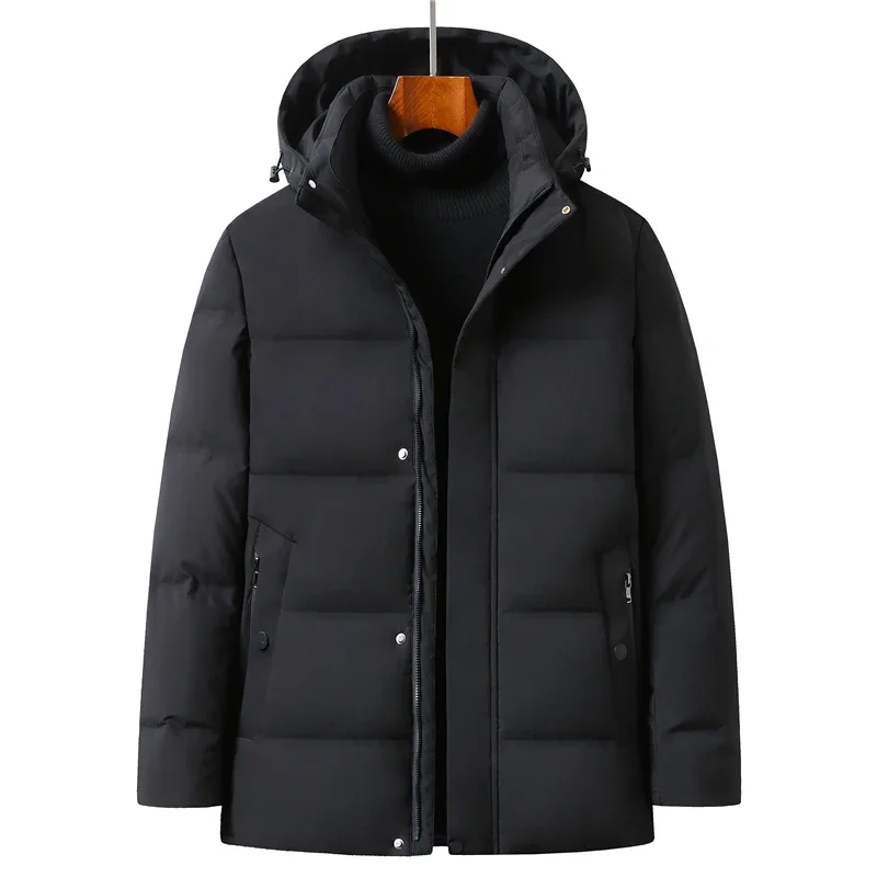 2026 Autumn/Winter New Men's Middle Aged and Elderly Hooded Down Jacket, Thickened Cold Proof and Warm Leisure Down Jacket M-5XL