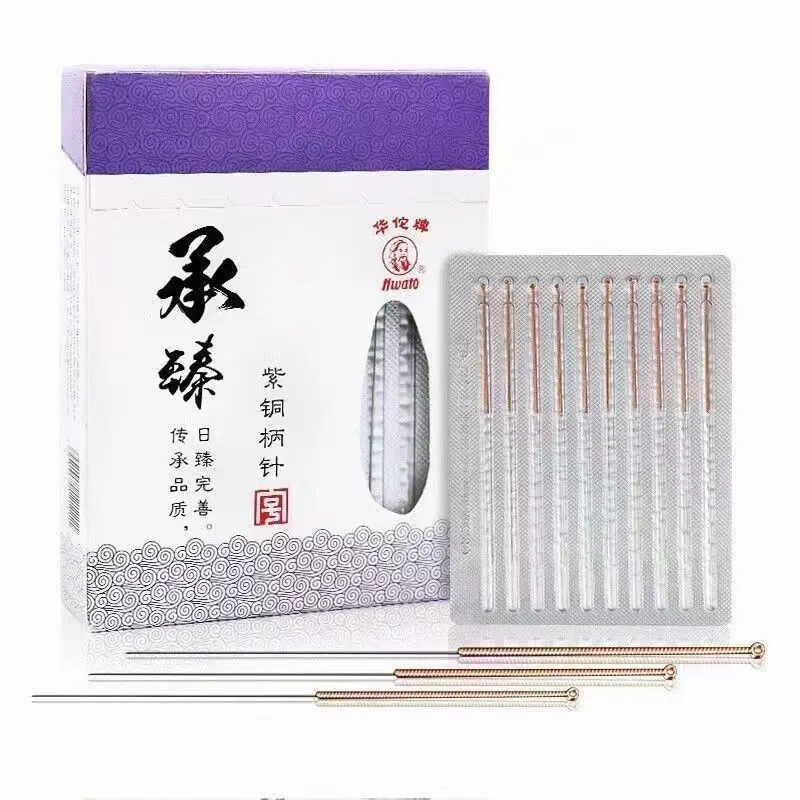 

Качественные иглы для акупунктуры, 100 шт., Hwato, с медной ручкой, стерильные, для красоты, здоровья, массажа, гуаша, 0.18/0.25/0.30/0.35 мм