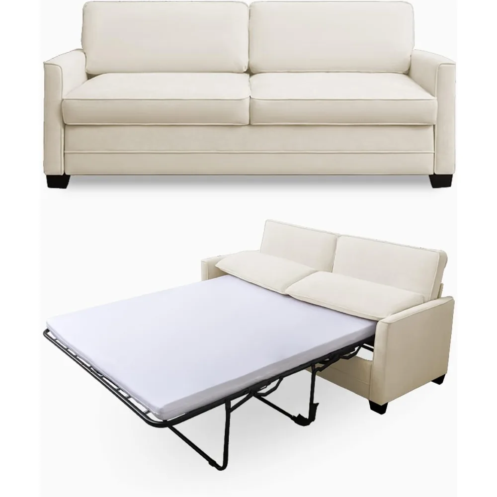 pull Out Sofa Bed, 2-in-1 Sleeper Sofa with Folding Foam Mattress, Modern Sleeper Sectional Sofa