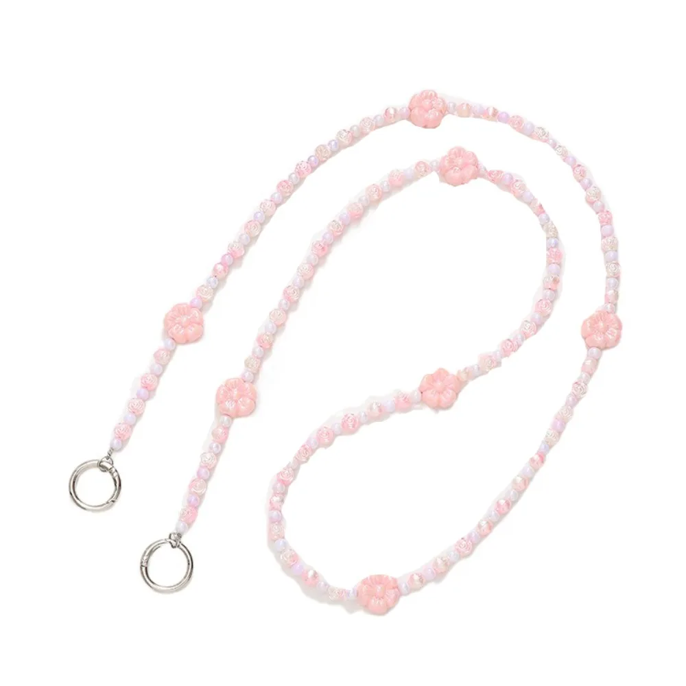 

Flower Beads Crossbody Mobile Phone Strap Cat Paw Charm Mobile Phone Lanyard Cute Anti Lost Phone Neck Straps Phone Case Hanging