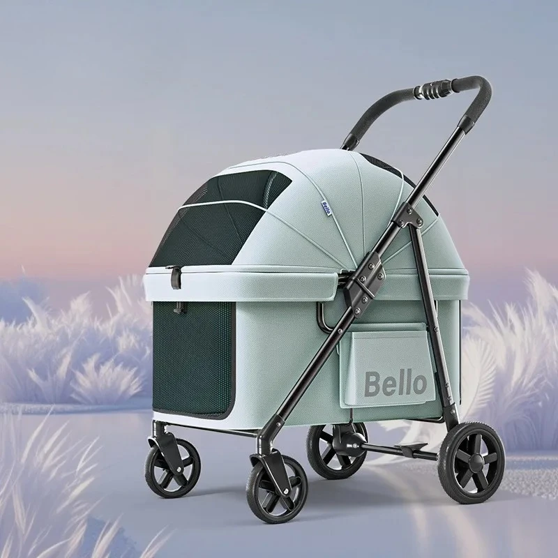 ‌Foldable Pet Stroller|Lightweight Dog Cat Carrier Collapsible Travel Wheelchair|with Removable Liner & Cup Holder
