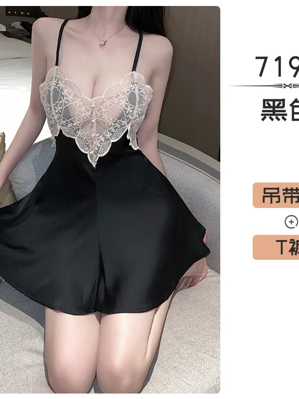 Mini robe en dentelle transparente, dos nu, maille brodée, bretelles en dentelle, Satin, Sexy, élégante, chaude, coréenne, haut pour femme, mode 2023, 9N6J