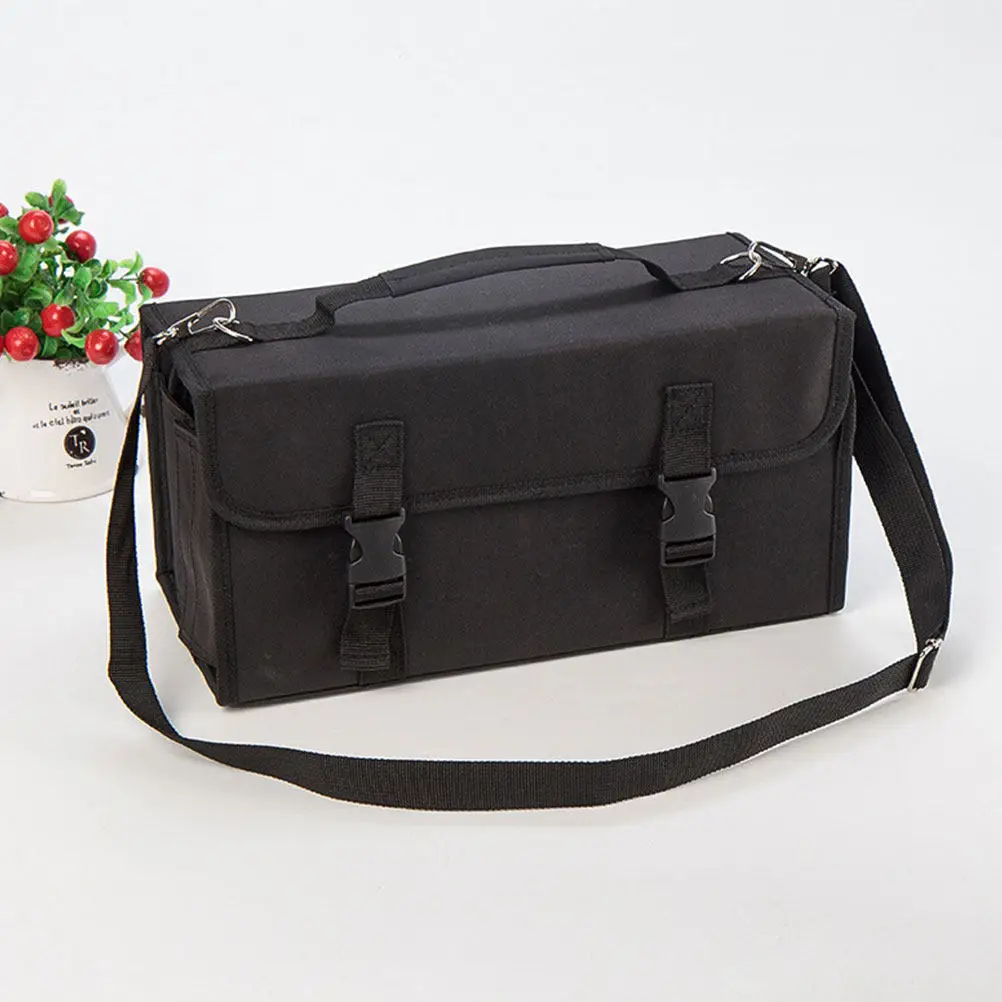120-slot-marker-bag-heavy-duty-polyester-shoulder-strap-detachable-sleeve-elastic-ring-marker-storage-case-zipper-pouch-high