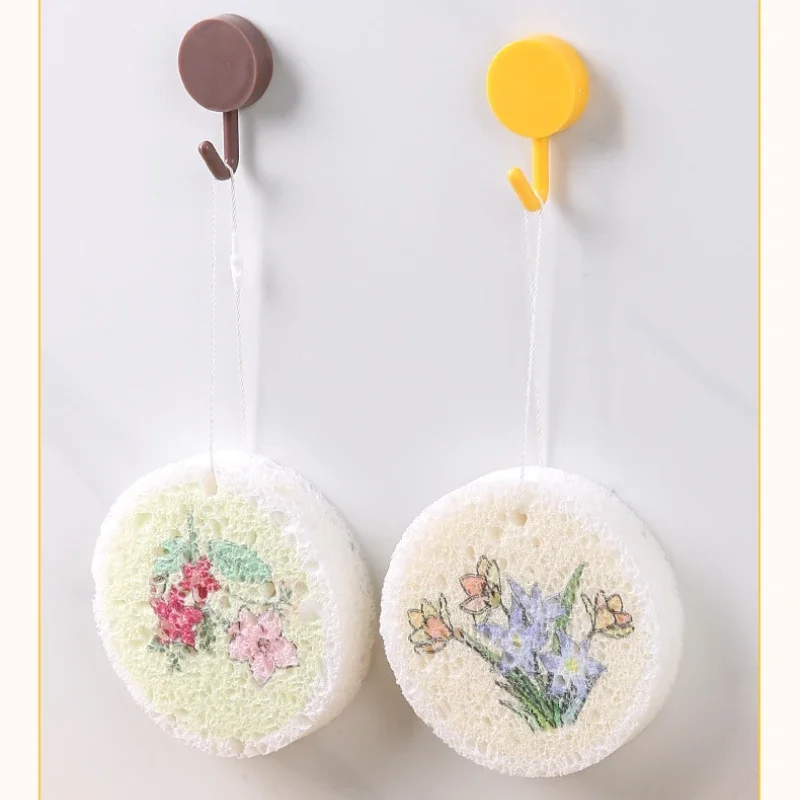 Wood Pulp Cotton Sponge Wipe Compressed Wood Paddle Sponge Sponge Brush Pot Round Flower Water Absorption Kitchen Accessories