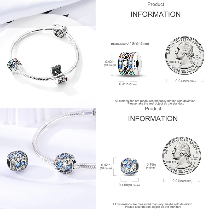 925 Sterling Silber Spacer Charm Perlen Schmetterling Blumen Stern Mond Bunt Lila DIY Armband Halskette Schmuck Geschenk für Frauen – Detail 18