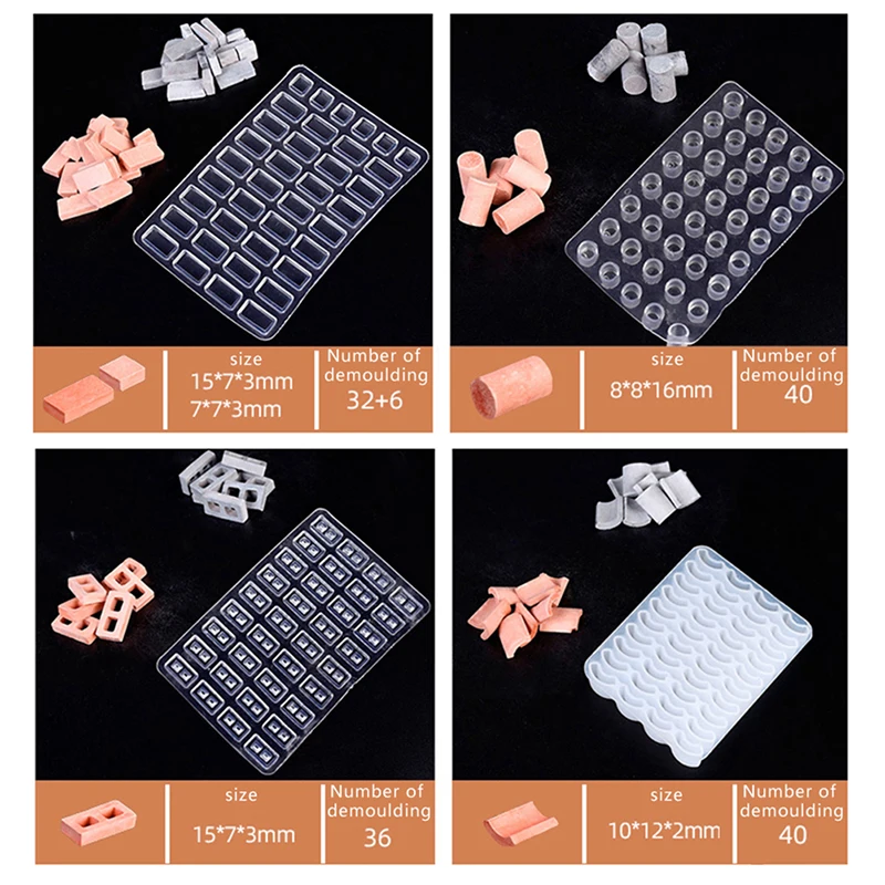 *。1Pc Cement Model Brick Small House Handmade Set DIY Home Decoration new Sand Table Building Making Mini Brick Silicone Mold