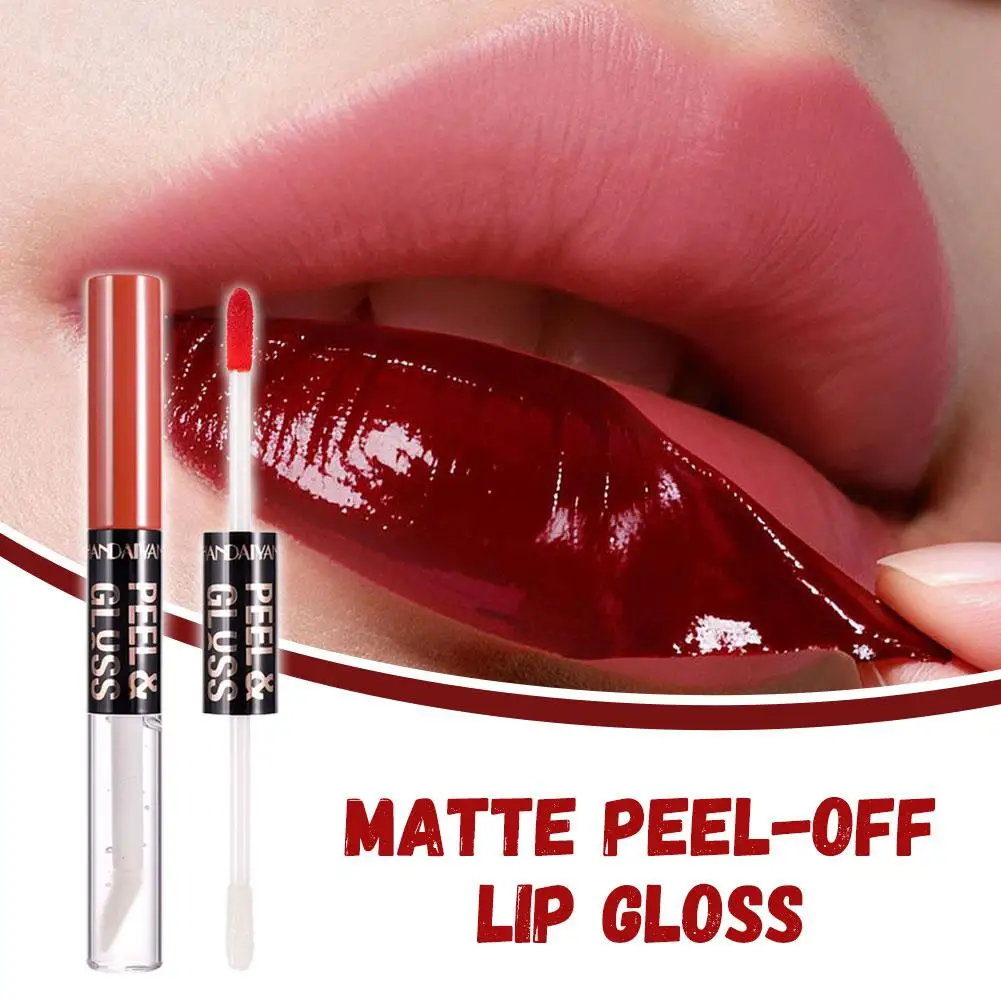 Premium Dual-End Peel & Reveal Lip Gloss, Matte Waterproof Peel-Off Lip Tint, Long-Lasting Moisturizing & Easy-Color Lip Makeup