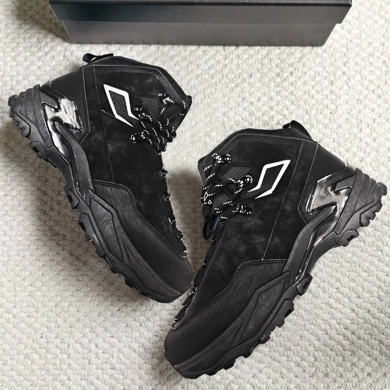 Aguorrl New Arrival Mens Hiking Shoes Breathable Lace Up Trekking Male Cushioning Outdoor Climbing Tourism Sneakers for Men