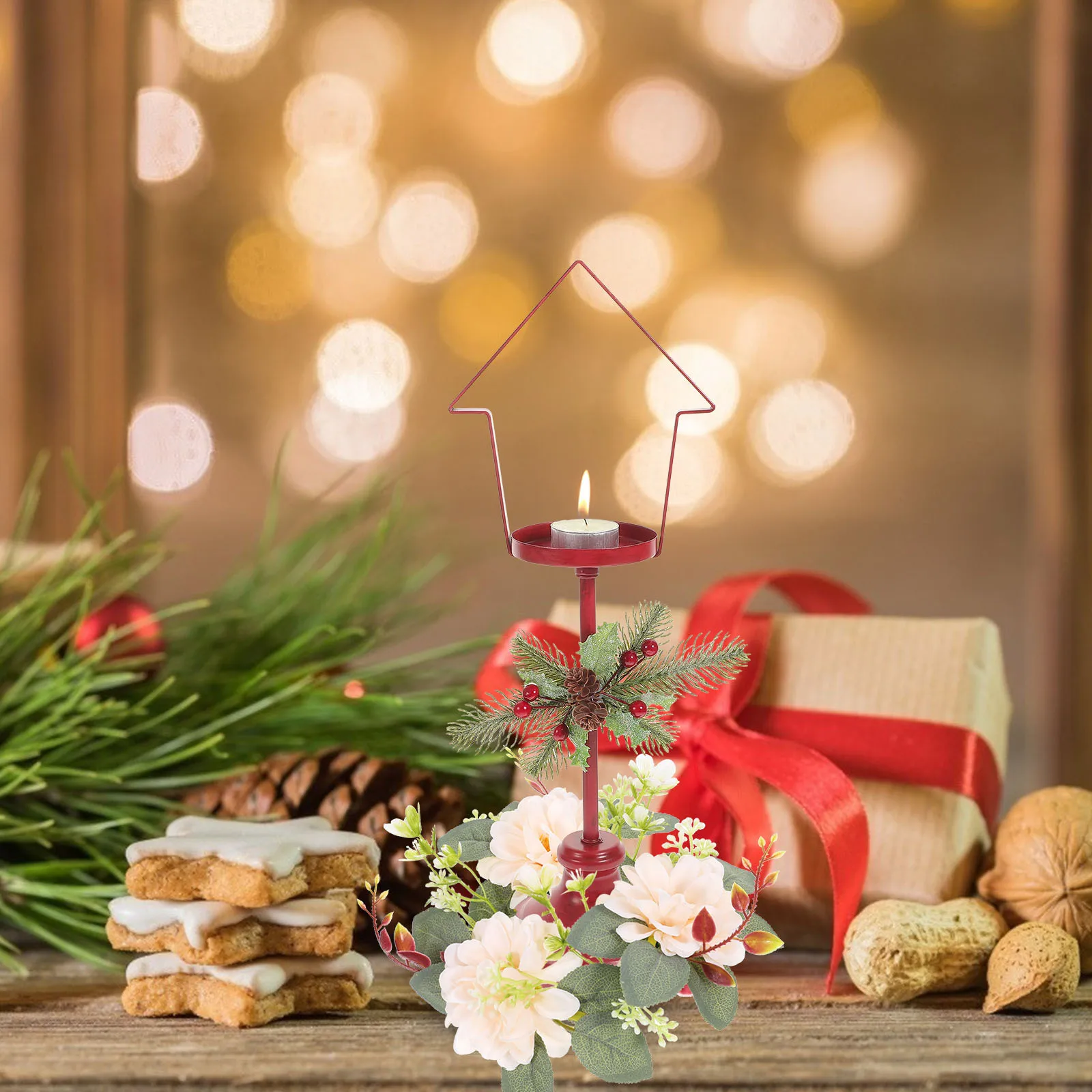 

Romantic Artificial Flower Wreath Wedding Table Centerpiece Party Decor Flower Ring for Pillars Desktop Decor