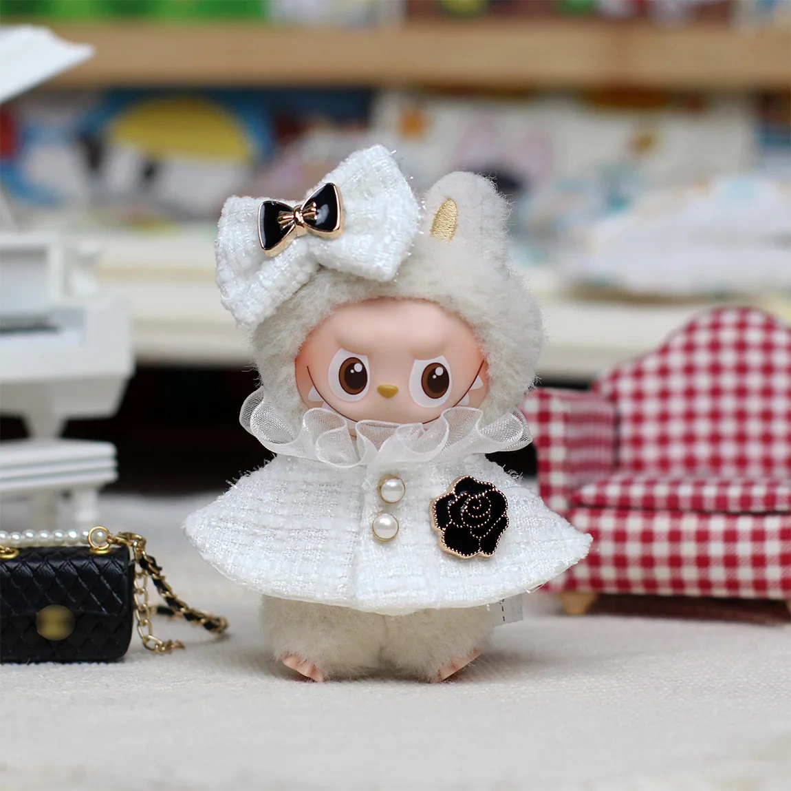 

6 стилей【4,0 одежды】Мини-кукольная одежда, аксессуары для наряда, Корея Kpop Exo для Labubu 4,0, классическое платье в сетку, комплект плащ