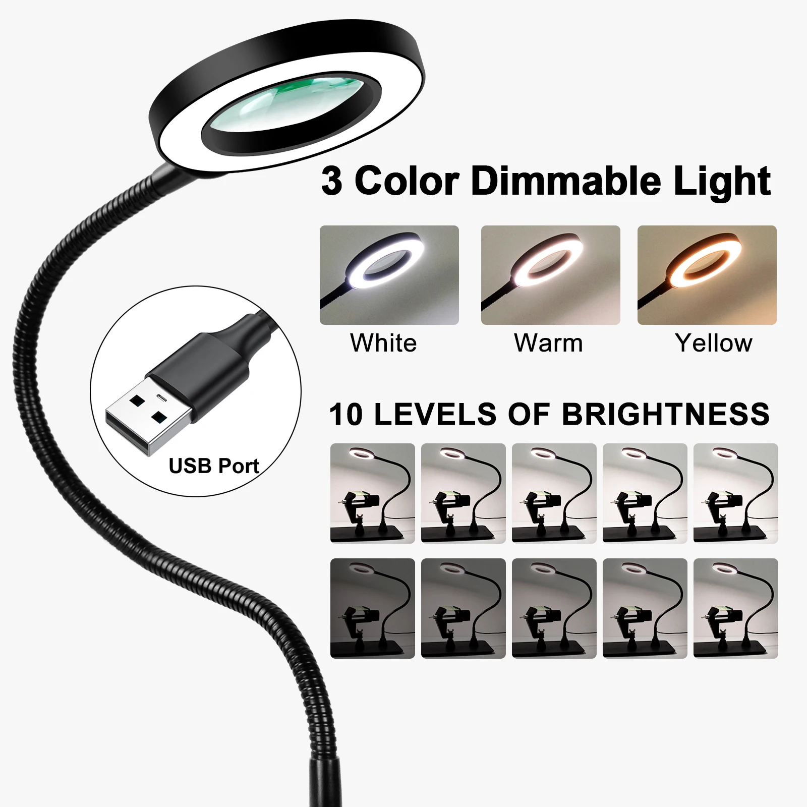 Magnetic Helping Hands Soldering Station with 3X LED Magnifying Lamp 4 PCB Circuit Board Holder 4 Flexible Magnetic Helping Hand