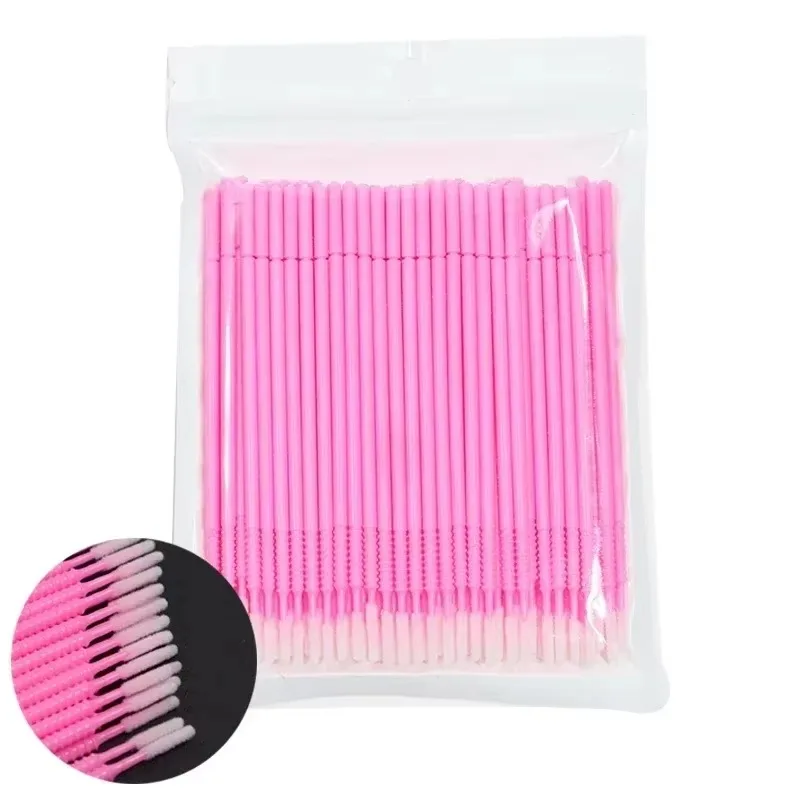 100Pcs/Pack Disposable Microbrush Applicator Eyelash Mascara Glue Cleaning Brush Makeup Tools Long Head Bendable Micro Brushes