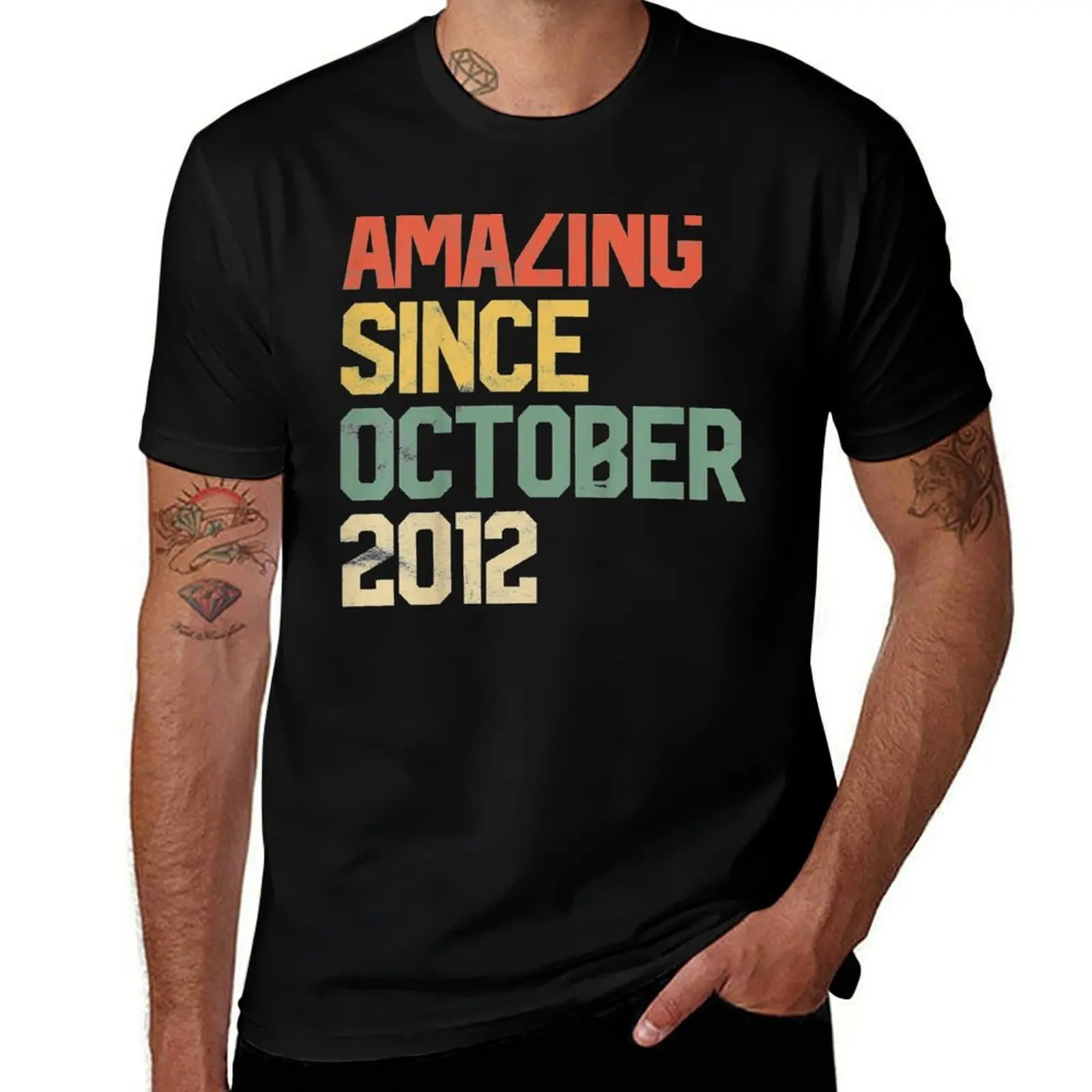 

Kids Amazing Since October 2012 8Th 8 Year Old T-Shirt plus size clothes summer 2025 mens big and tall t shirts