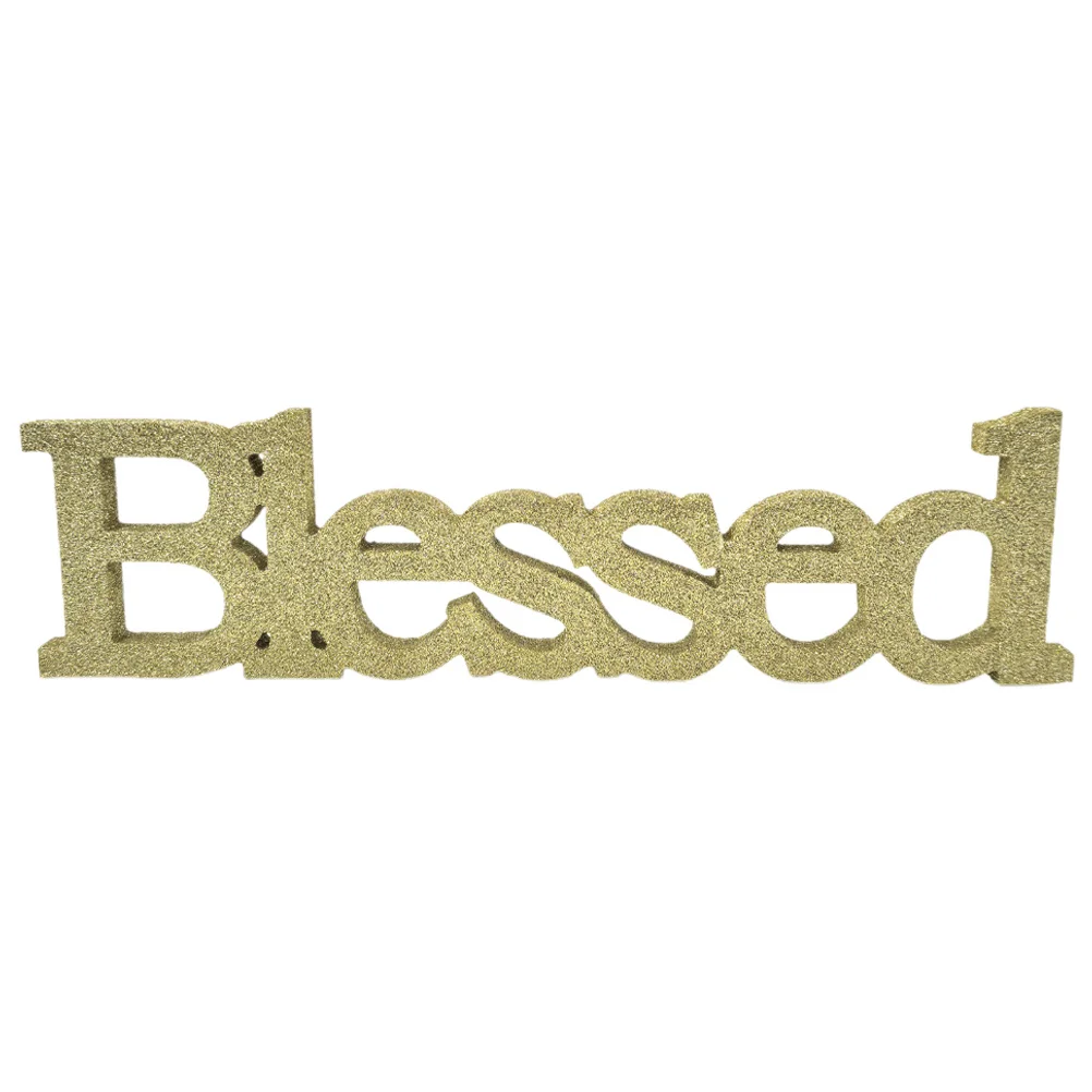 

Blessed Wooden Sign Glitter Elegant Rustic Farmhouse Decor Versatile Letter Tabletop Desktop Party Gathering Letter Wood Sign