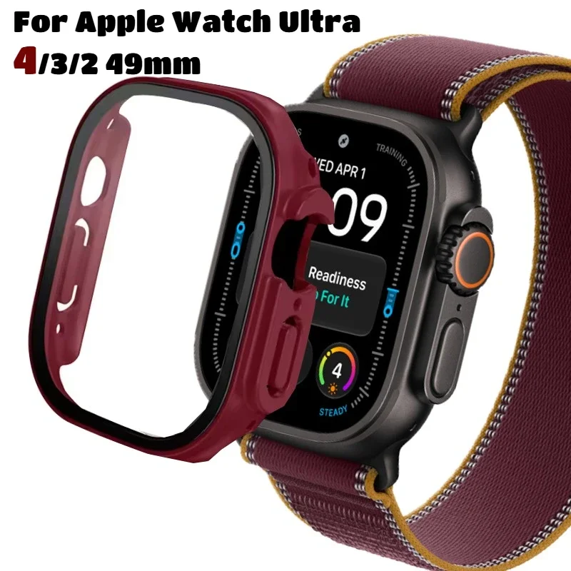 Cover For Apple Watch Ultra 4 3 49mm PC Bumper+Screen Protector Cover iWatch Ultra 2 49mm HD Tempered Glass+Case Accessories