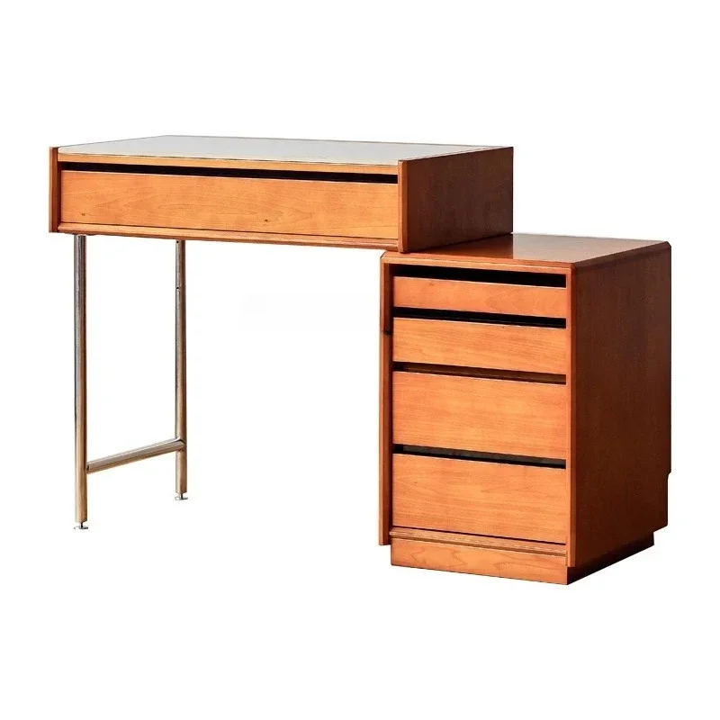 Retro solid wood dressing table bedside table integrated drawer cabinet dressing table telescopic small apartment desk storage