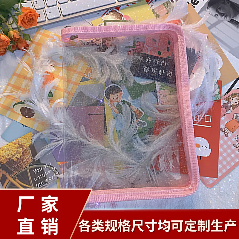 A5 A4 Zipper File Bag PVC PP Glitter Transparent Storage Organizer Bag File Folder Case Bags Stationery Holder