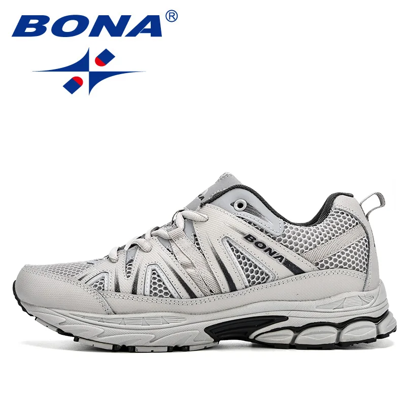 BONA Few Popular Style Men Running Shoes Mesh Cow Split Microfiber Men Sport Shoes Lace Up Outdoor Jogging Shoes Men Sneakers