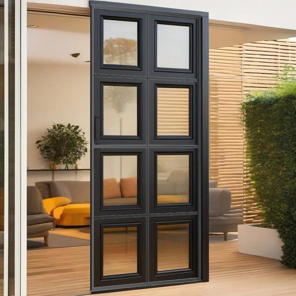 Black Sliding Door with Aluminum Frame & ESG Glass 35.4x80.7 - Modern Home Entry Solution