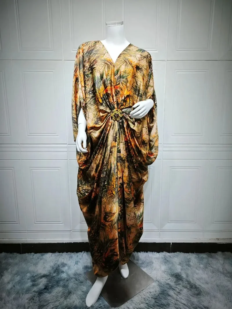 

Muslim Women Print Long Dress Arabic Robe Dubai Abaya Turkey Kaftan Eid Ramadan Islam Clothing Caftan Marocain Femme Jalabiya