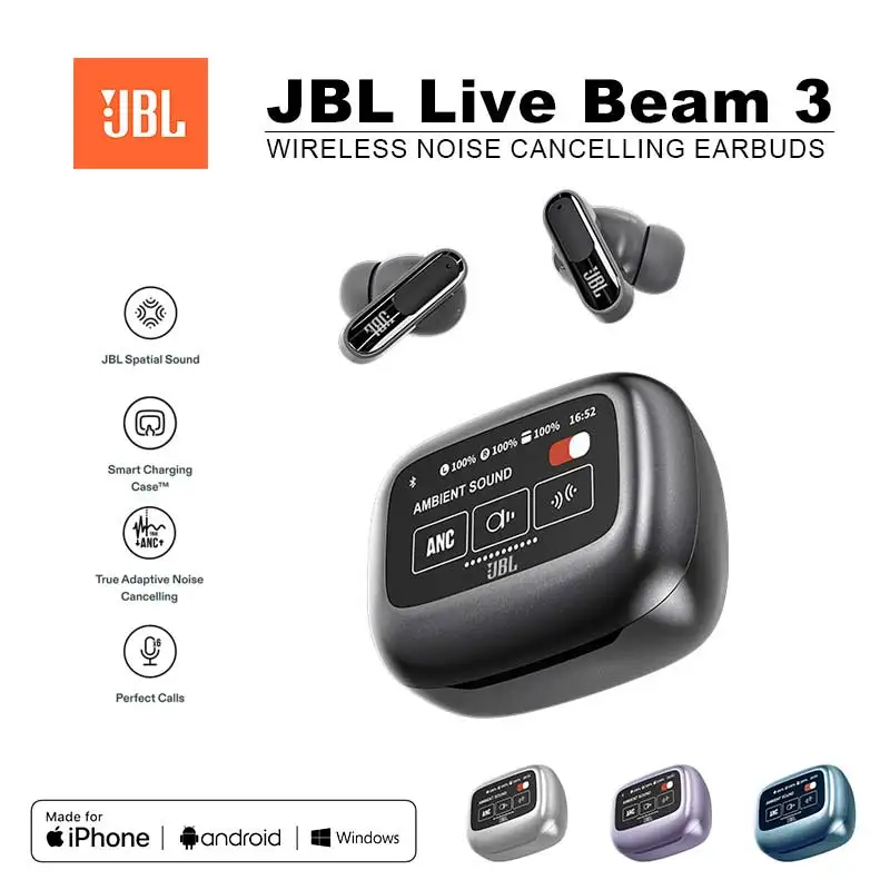 Original JBL Live Beam 3 True Wireless Bluetooth Earbuds with LED Smart Display 1