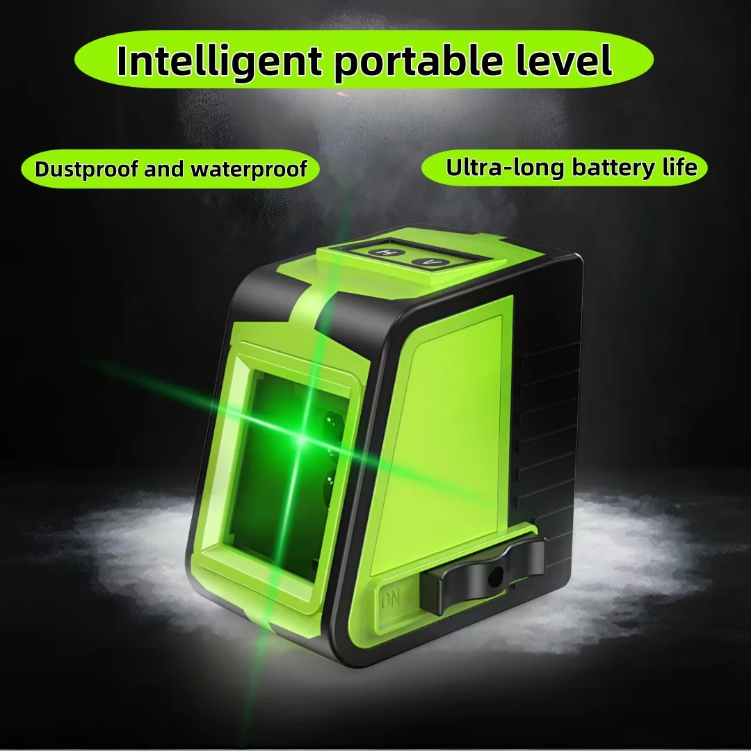 Laser Level Self-Leveling Horizontal Vertical Cross 2-line Green Light Laser Rechargeable Adjustment Pulse Mode Auto Self-Level