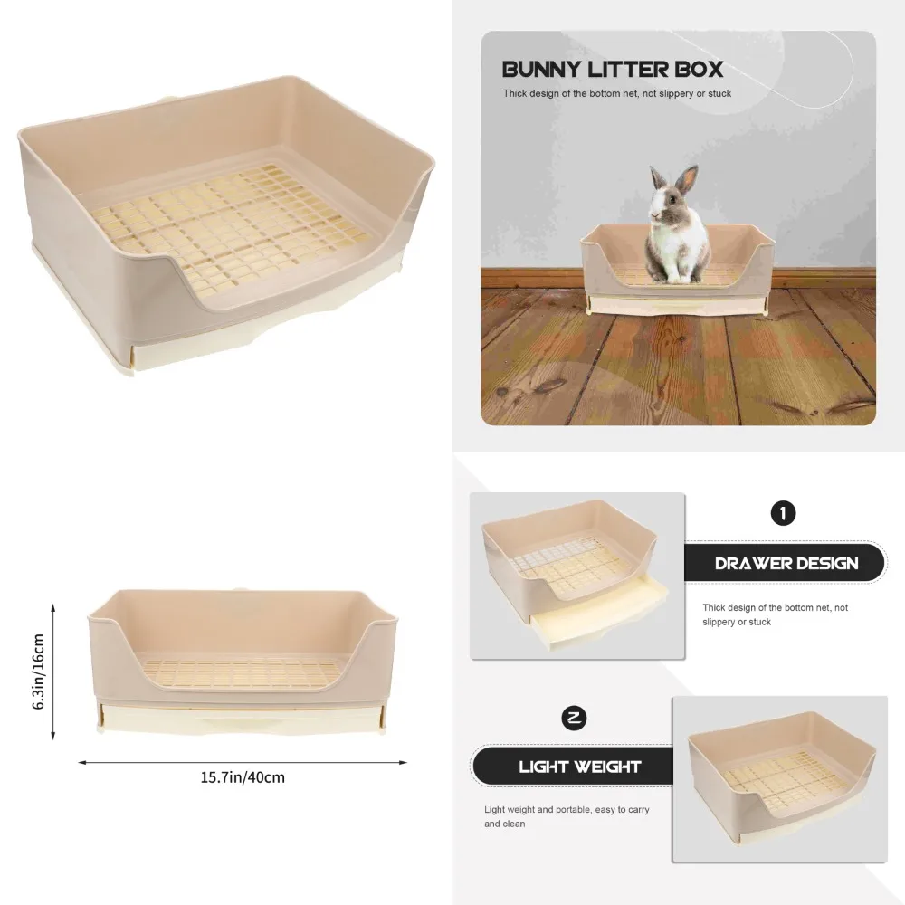 

Highly effective large corner rabbit litter trainer box with drawer, perfect for adult guinea pig, ferret, galesaur, hamster, an