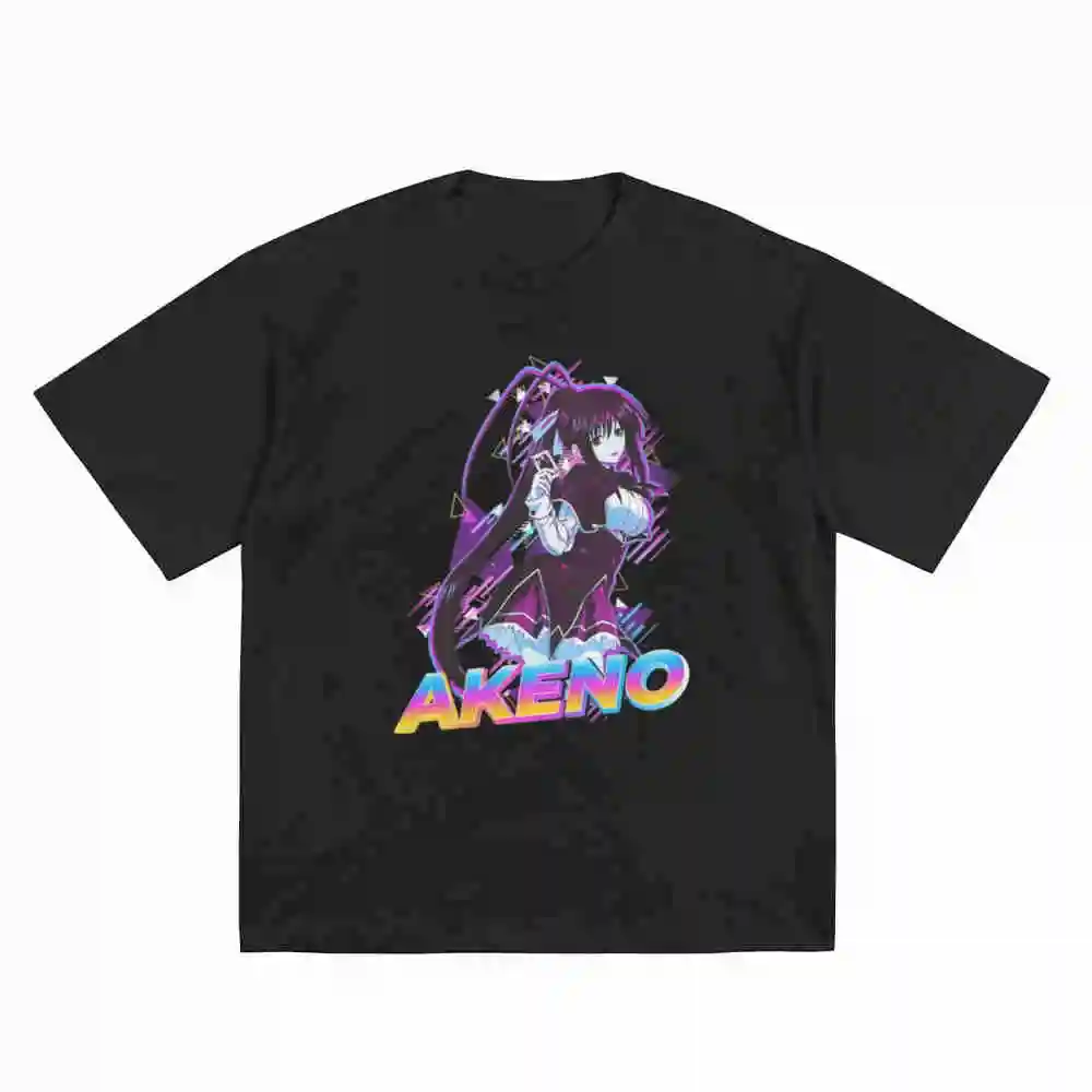Akeno Anime 3D Purple Pink Short Sleeve Tee 100% Cotton T-Shirt