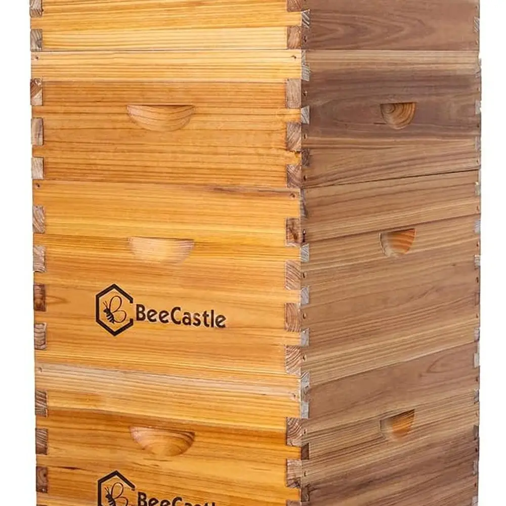 

100% Beeswax-Coated Langstroth Hive with 10 Frames, Waxed Foundations, 2 Deep and 2 Medium Boxes