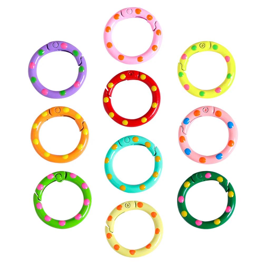 

10pcs Spring Buckle Rings Painted Sturdy Keyrings Binding Cards Crafts Metal Ring Clasps Office Supplies