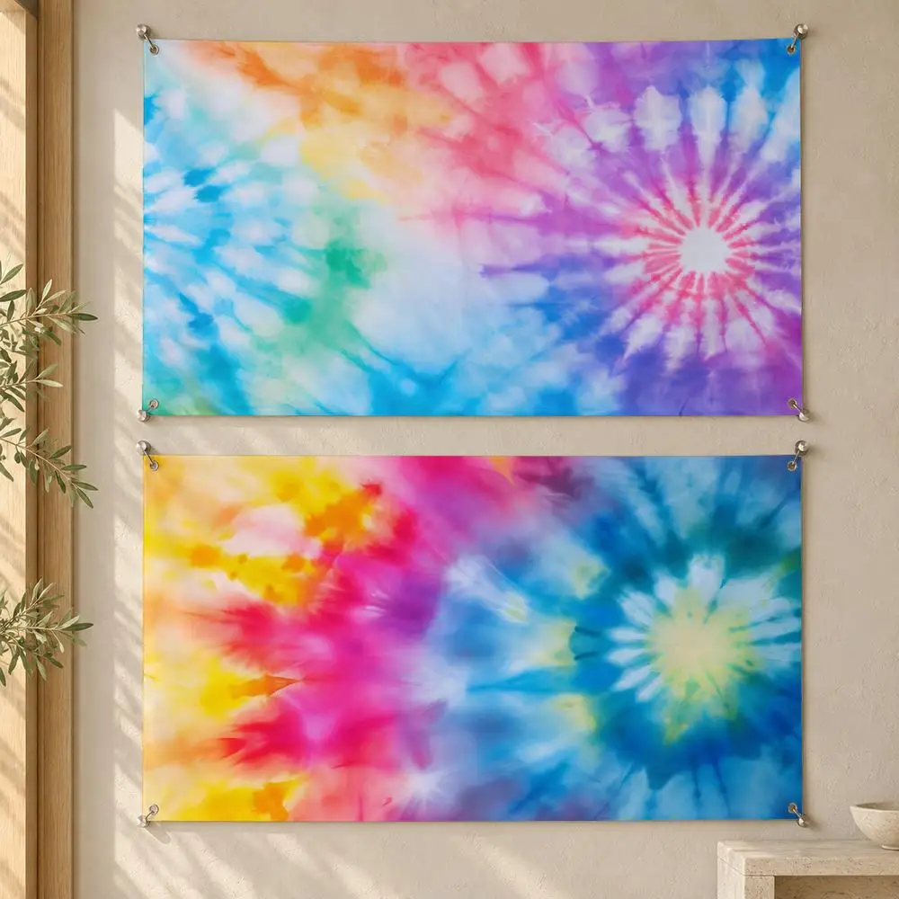 Tie Dye Pattern Flags Decorative Wall Hanging Banner Bedroom Dorm Music Room Garden Party