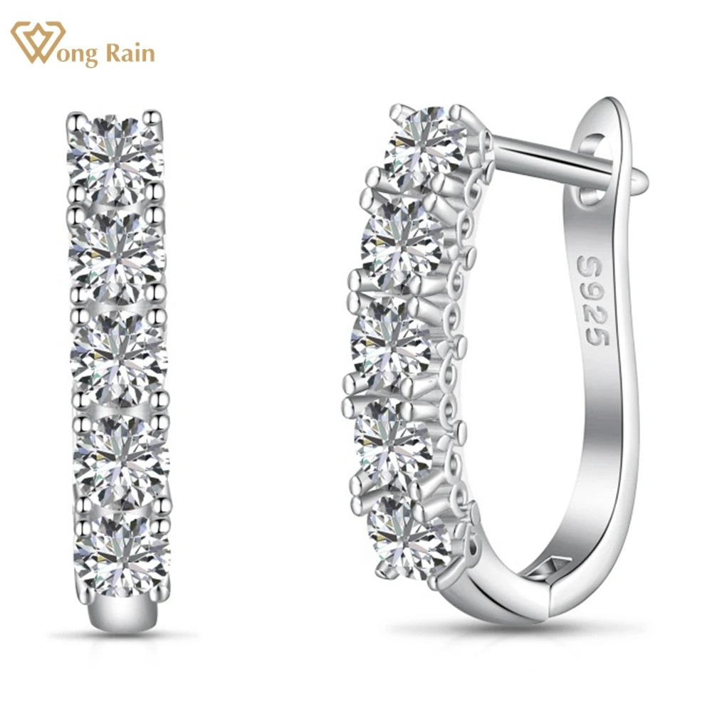 

Wong Rain 100% 925 Sterling Silver Round Cut Lab Sapphire Gemstone Hoop Earrings for Women Fine Jewelry Wedding Gifts Wholesale