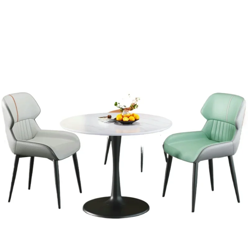 

Light luxury rock slab small round table sales office meeting customers reception 4S shop negotiation table and chair
