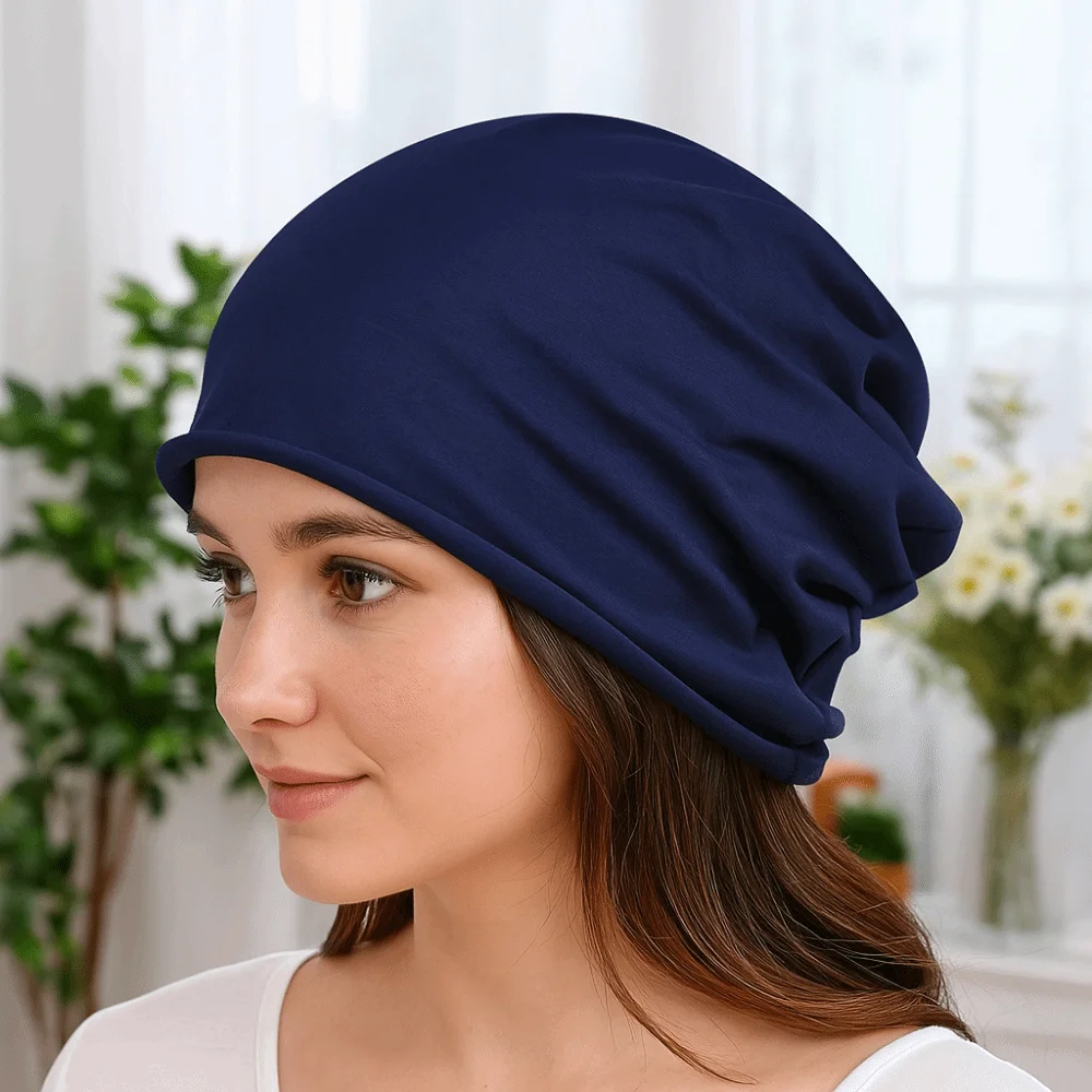 

2PCS Comfortable Windproof Confinement Nightcap Breathable Cotton Bald Cap Cover Single Layer Solid Color Slouchy Beanie Running