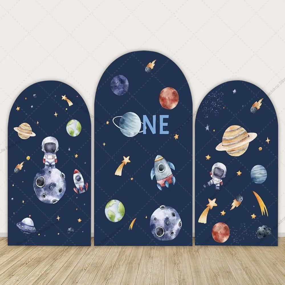 

Space One Arch Backdrop Cover Boy 1st Birthday Party Astronaut Arch Backdrop Photography Prop