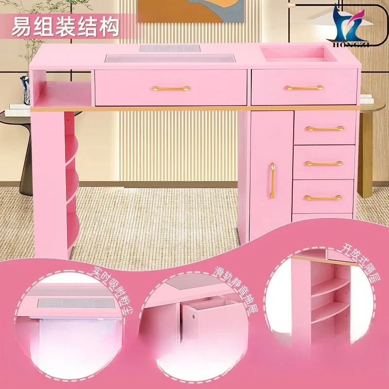 LMMmanicure table easy to assemble open compartment manicure table with vacuum cleaner