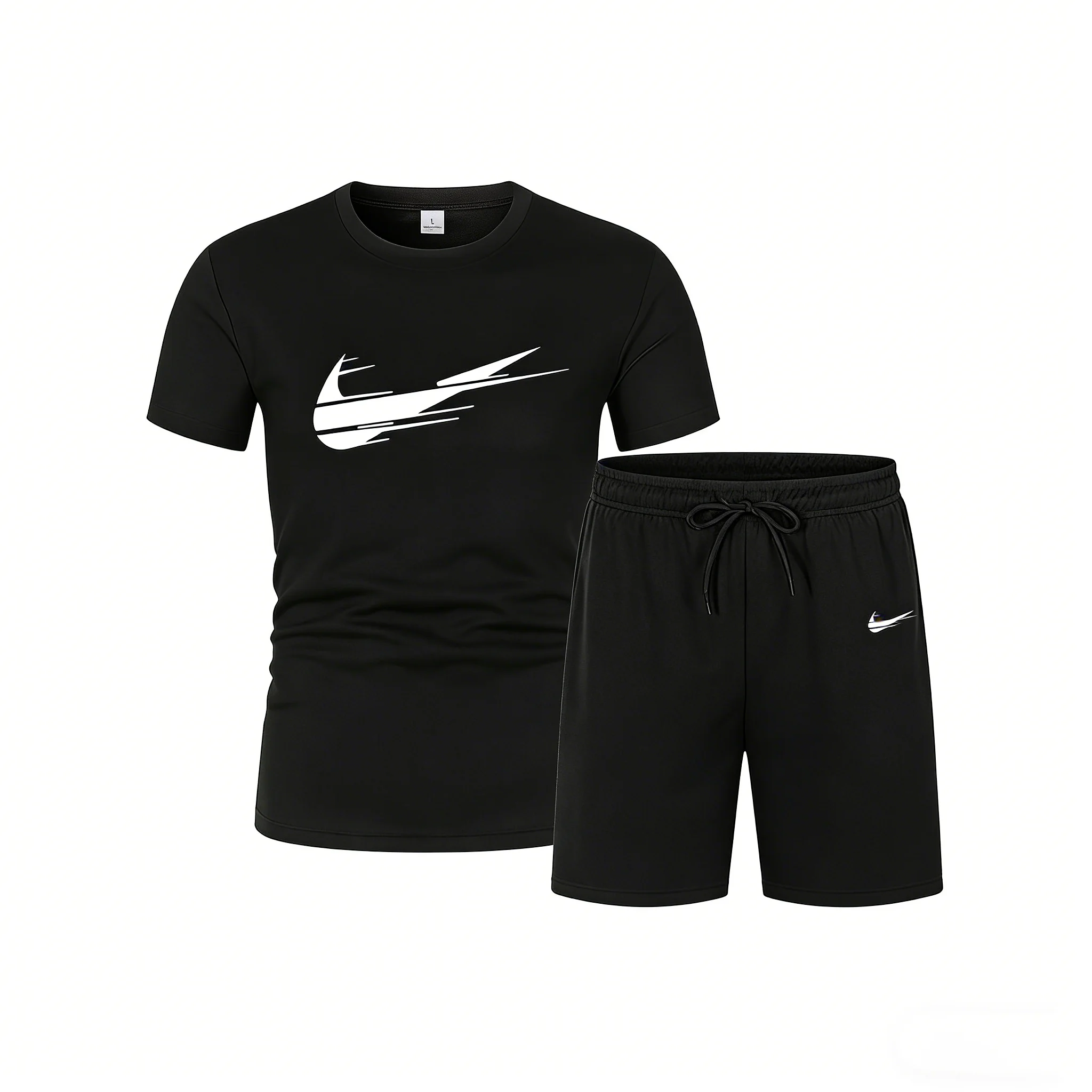 

New men's two-piece set including mesh T-shirt and shorts for sports, fitness training, running and quick-drying T-shirt set