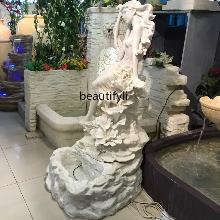 Large fountain flowing water European rockery flowing water fish tank indoor floor decoration hotel