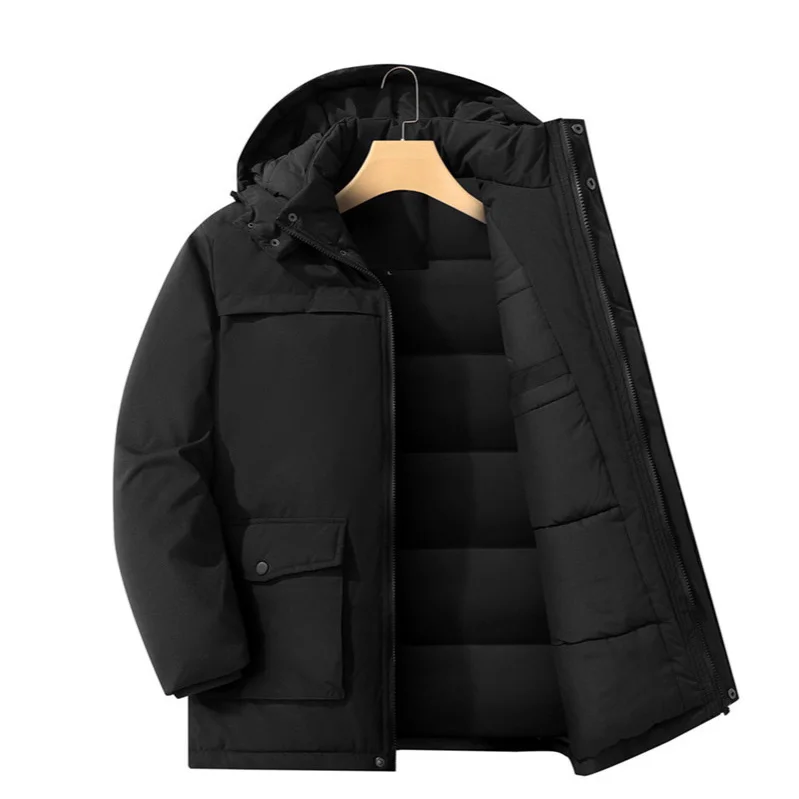 الشتاء الرجال أسفل سترة جديدة رشاقته الباردة واقية يندبروف الذكور ملابس خارجية طويلة الأكمام جيب الأعمال رجل عادية معطف للانفصال